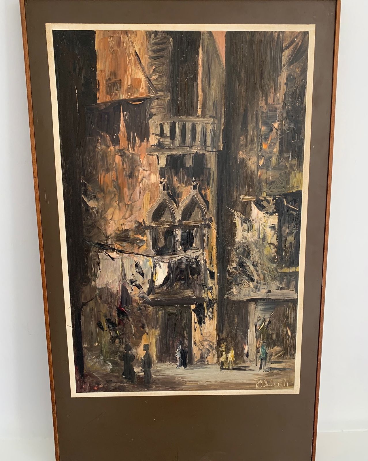 Interesting Midcentury Oil On Board Painting With Influences Of John Piper And Frank Auerbach, Signed Clarke '71 photo buy