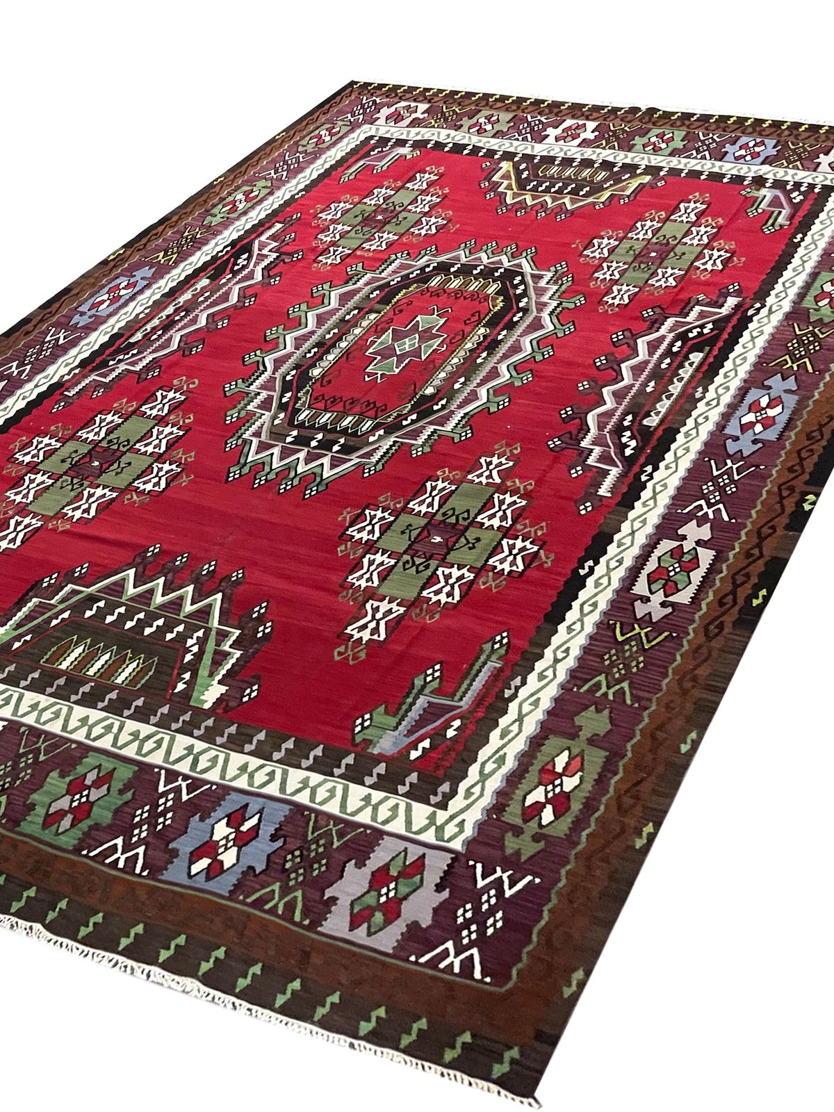Red Antique Turkish Kilim Rug Handmade Flatwoven Oriental Area Rug photo furniture
