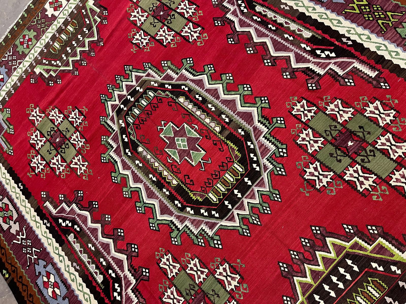 Red Antique Turkish Kilim Rug Handmade Flatwoven Oriental Area Rug photo Textiles