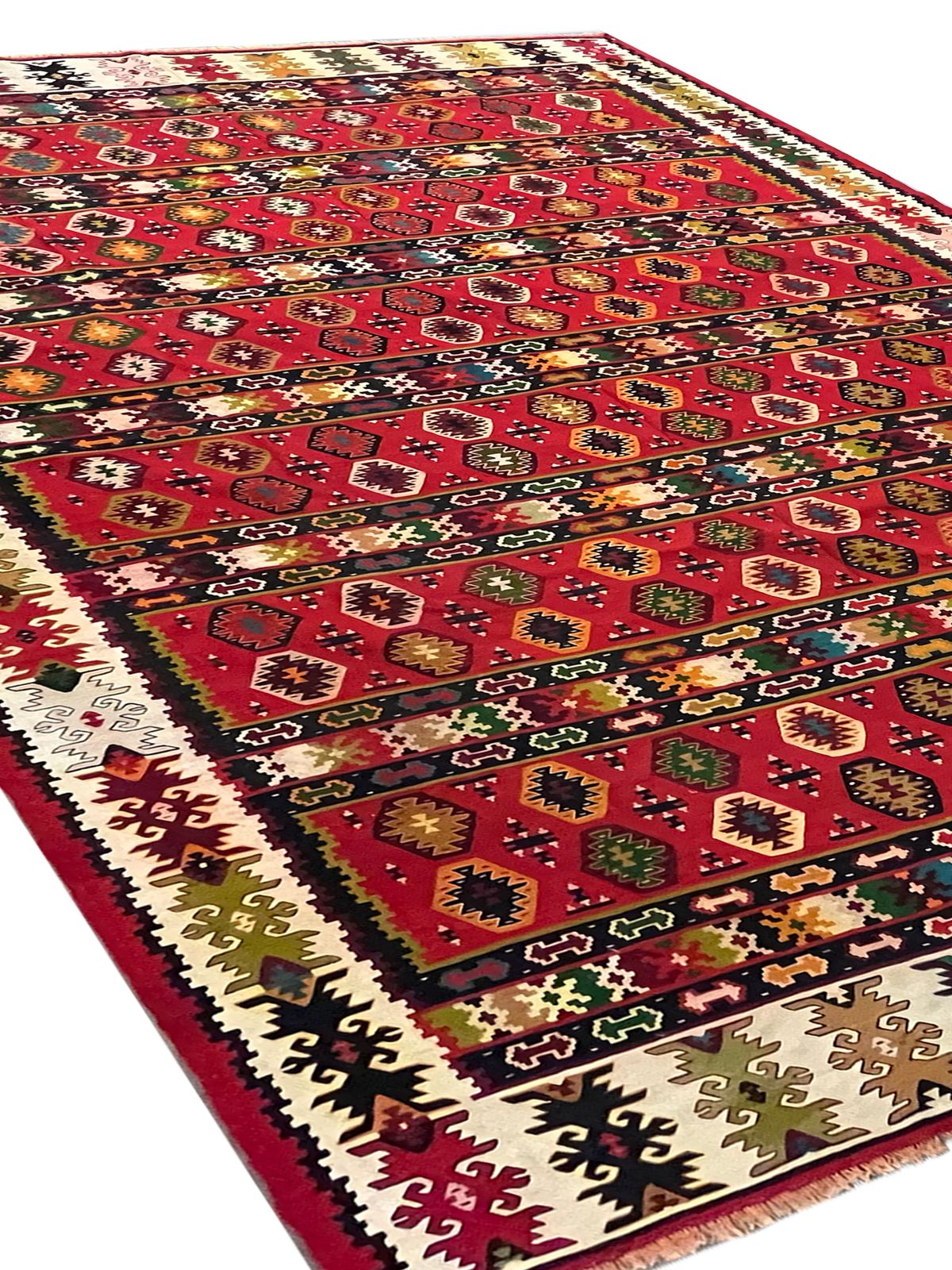 Antique Turkish Pirot Kilim Rug Handwoven Red Wool Flatwoven Rug photo Textiles