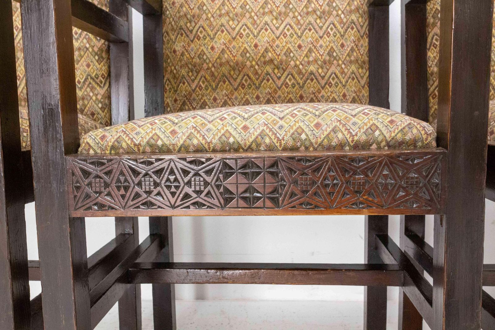 photo furniture Four Moroccan Armchairs Art Deco Circa 1930 Carved Pine