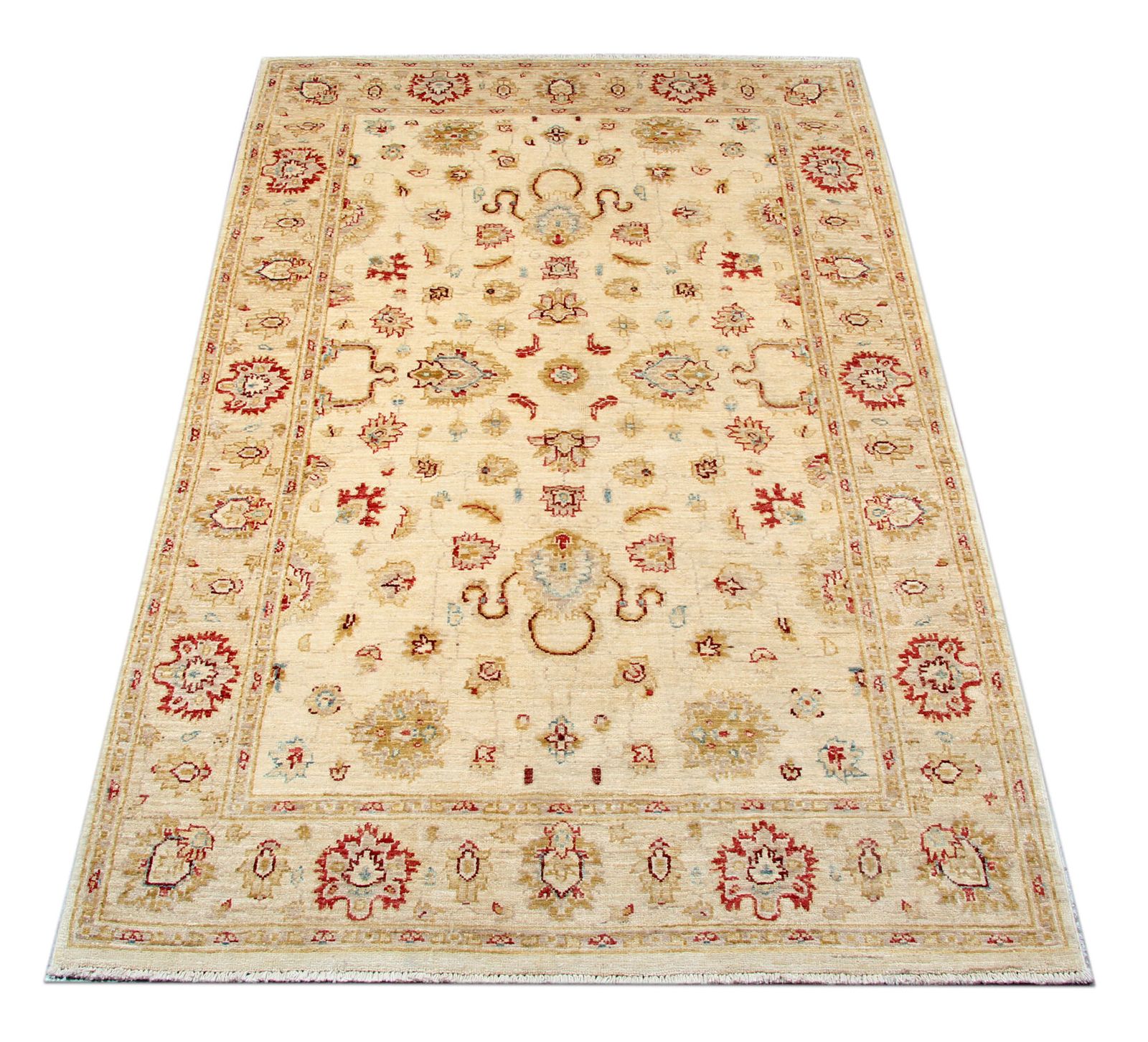 Handmade Cream Wool Ziegler Carpet Traditional Floral Area Rug photo vinterior