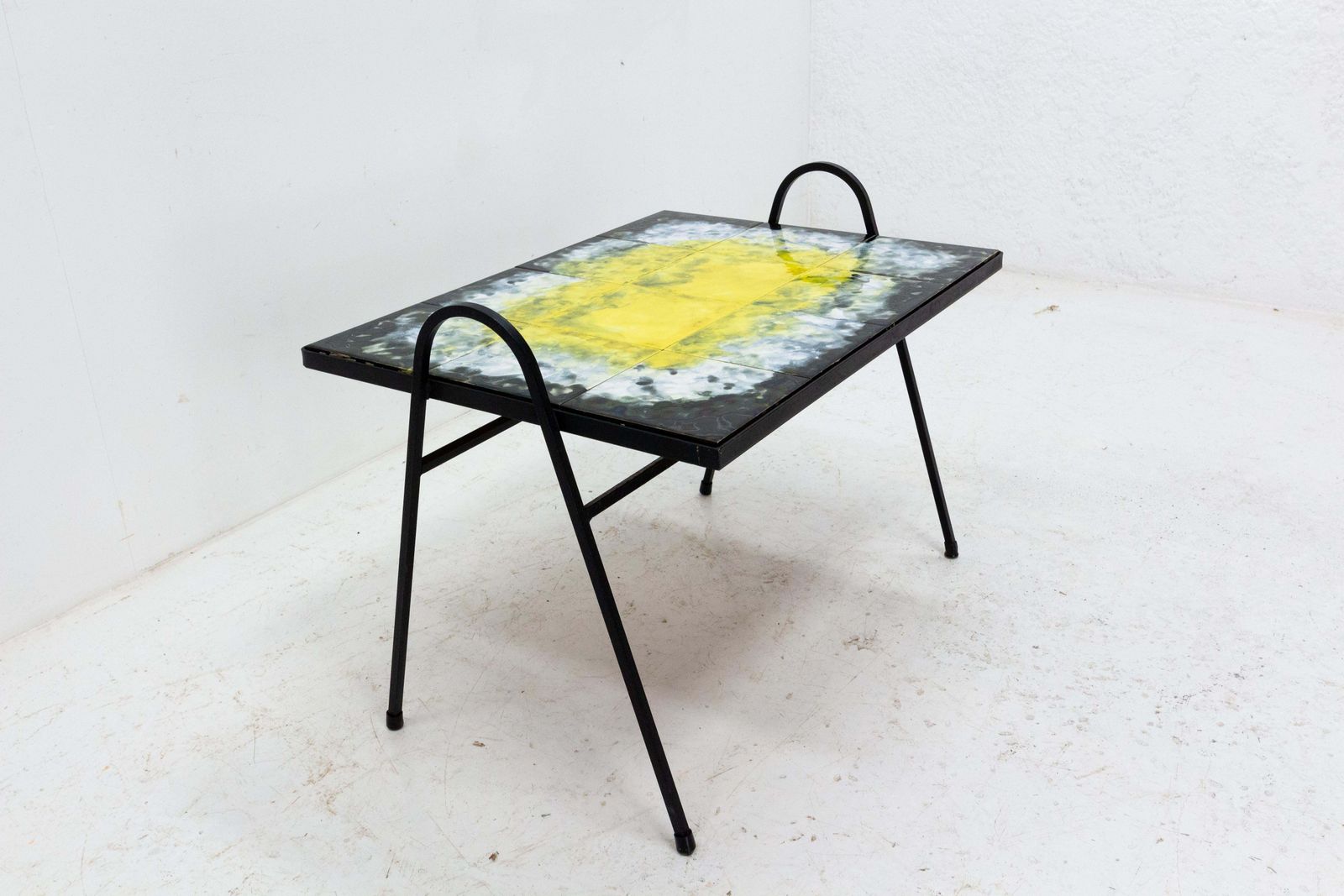 French Iron And Ceramic Coffee Table Or Serving Table, Circa 1960 photo Furniture