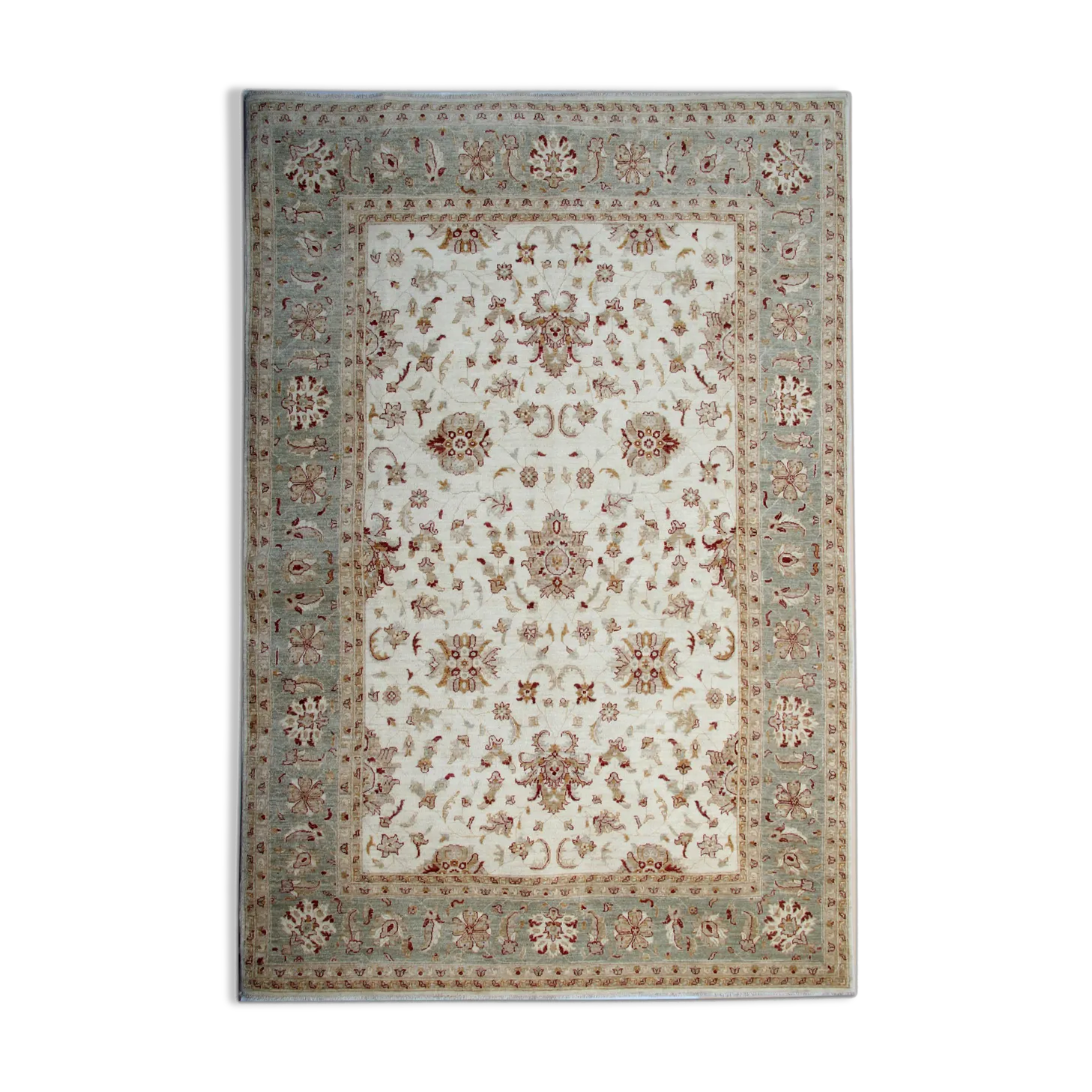 Large Ivory Zielger Rug Handwoven Oriental Floral Carpet