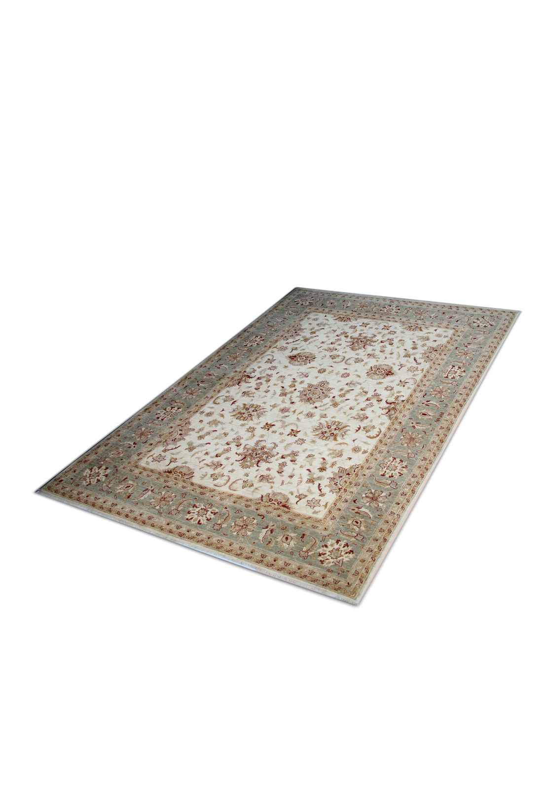 Large Ivory Zielger Rug Handwoven Oriental Floral Carpet photo for sale