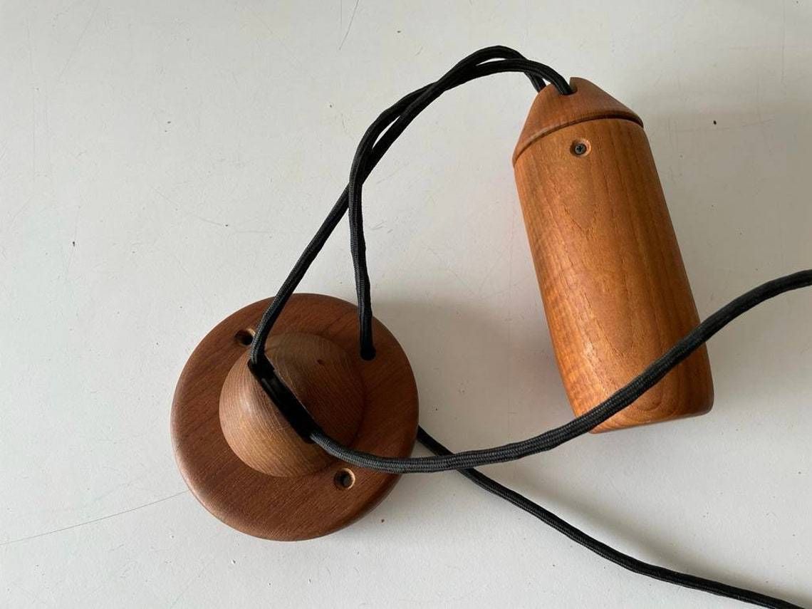 Teak 5 Armed Sputnik Counterweight Pendant Lamp By Domus 1970s, Italy photo vintage