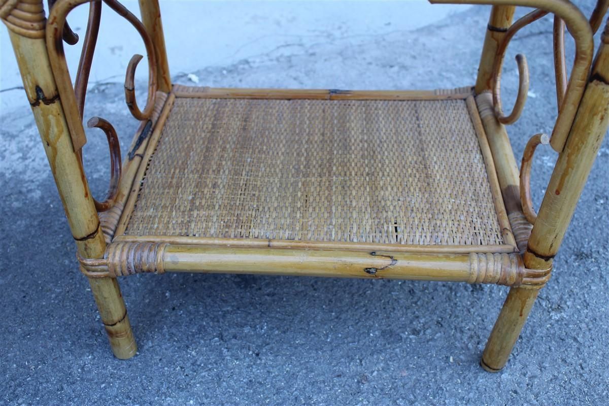 Naturalist Pair Night Stands Mid Century Italian Design Bamboo Minimal 1950s photo vinterior