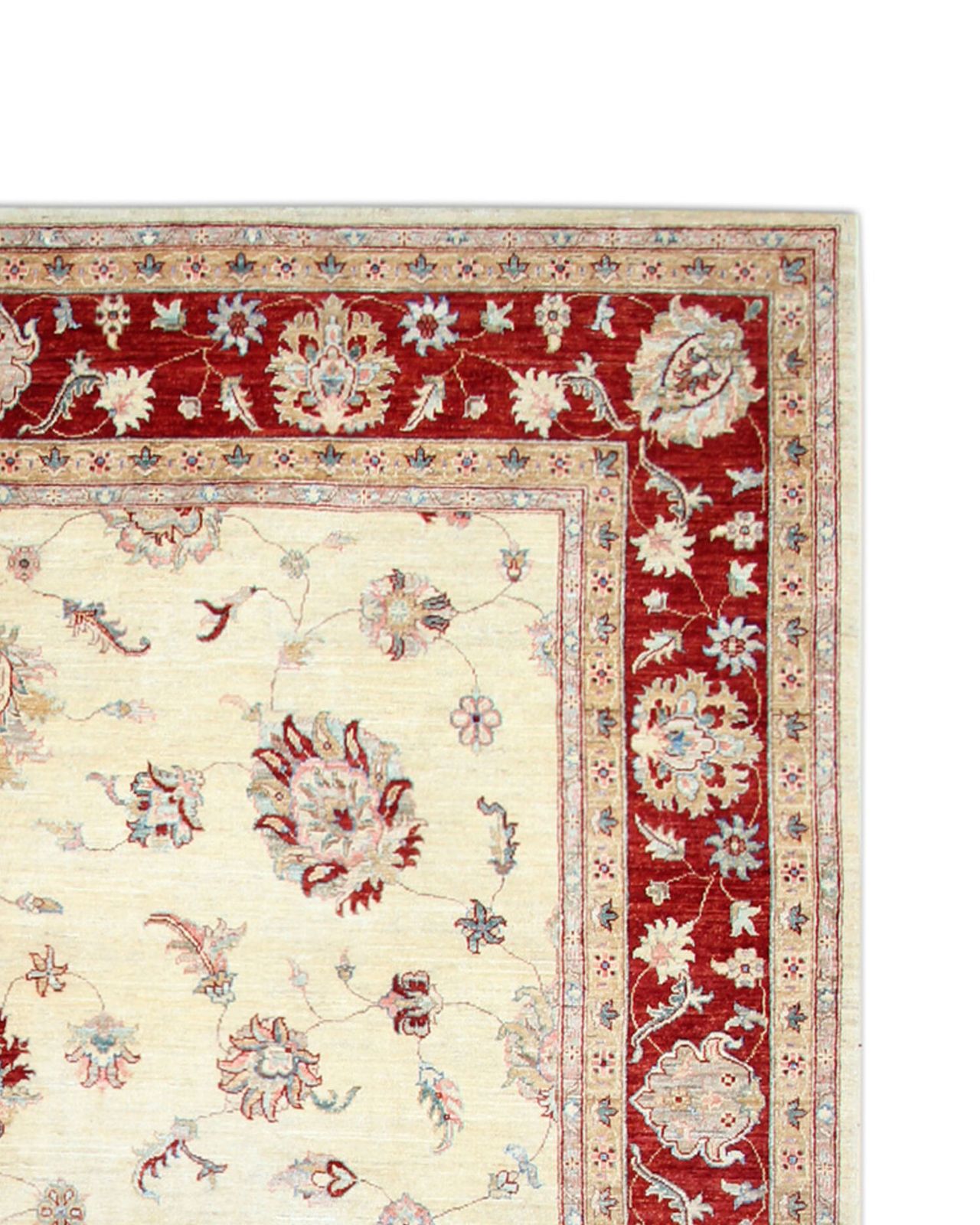 Fine Wool Afghan Ziegler Rug Handwoven Cream Floral Rug  255x320cm photo vintage