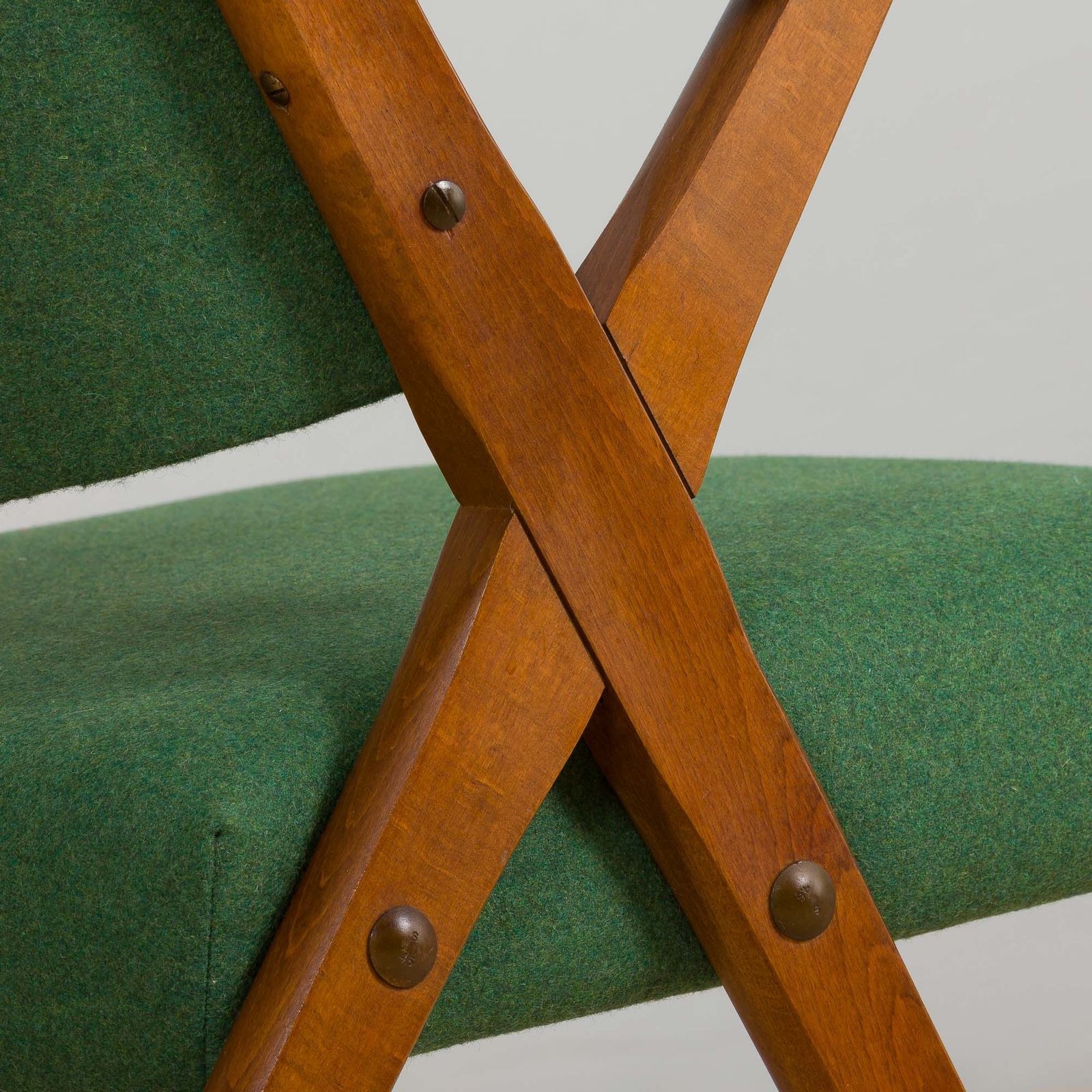 photo vintage Pair Of Dal Vera Model 3011 Armchairs In Green Wool Made By Colegoano Italia, 1950s