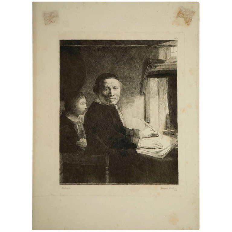 Steel Engraving From The 19th Century Representing A Painting Of Rembrandt