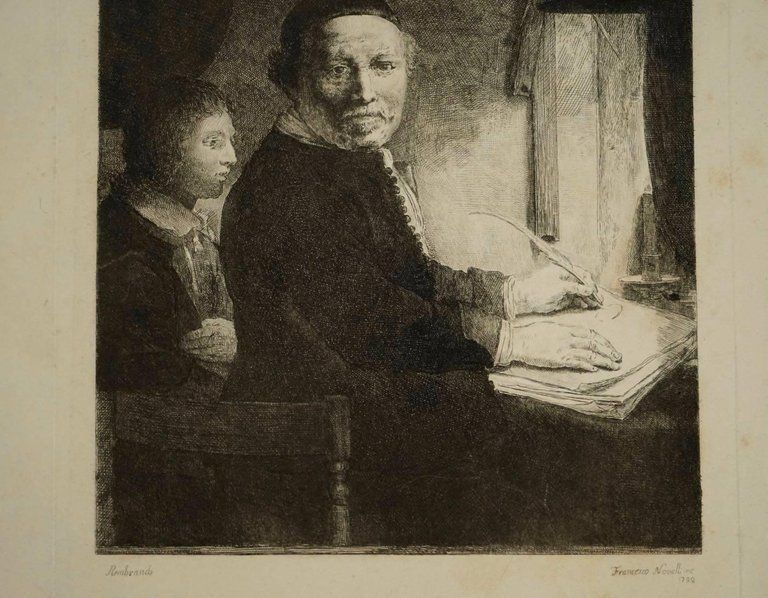 Steel Engraving From The 19th Century Representing A Painting Of Rembrandt photo for sale