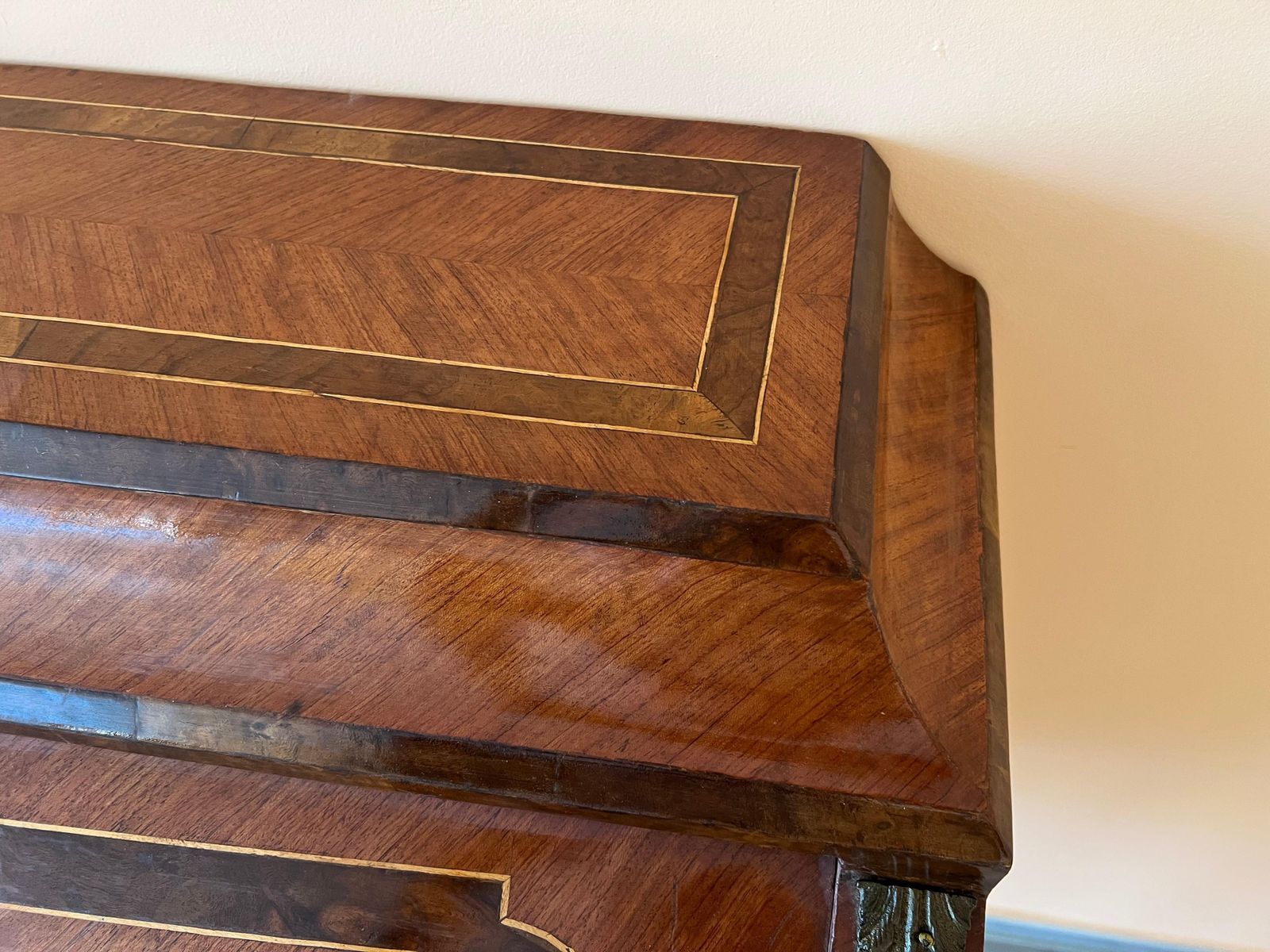 photo vinterior Sheraton Revival Cylinder Bureau, Writing Desk With Marquetry, Circa 1890