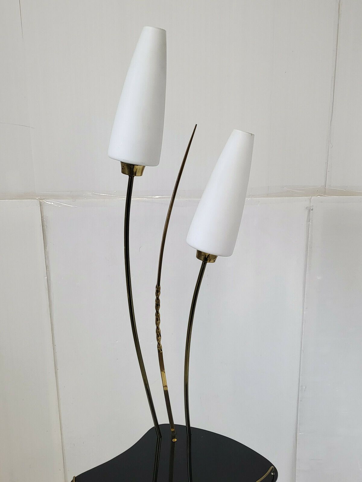 Vintage Vloerlamp 1950 Maison Arlus Messing Goud Plexiglas & Glas Jaren 1950 photo 825.0