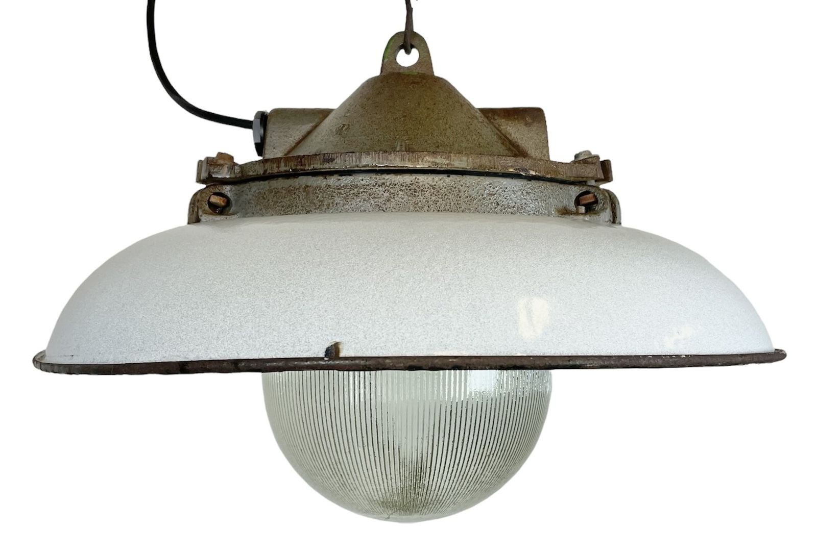 Industrial Grey Enamel Factory Pendant Lamp In Cast Iron From Zaos, 1960s, 25x