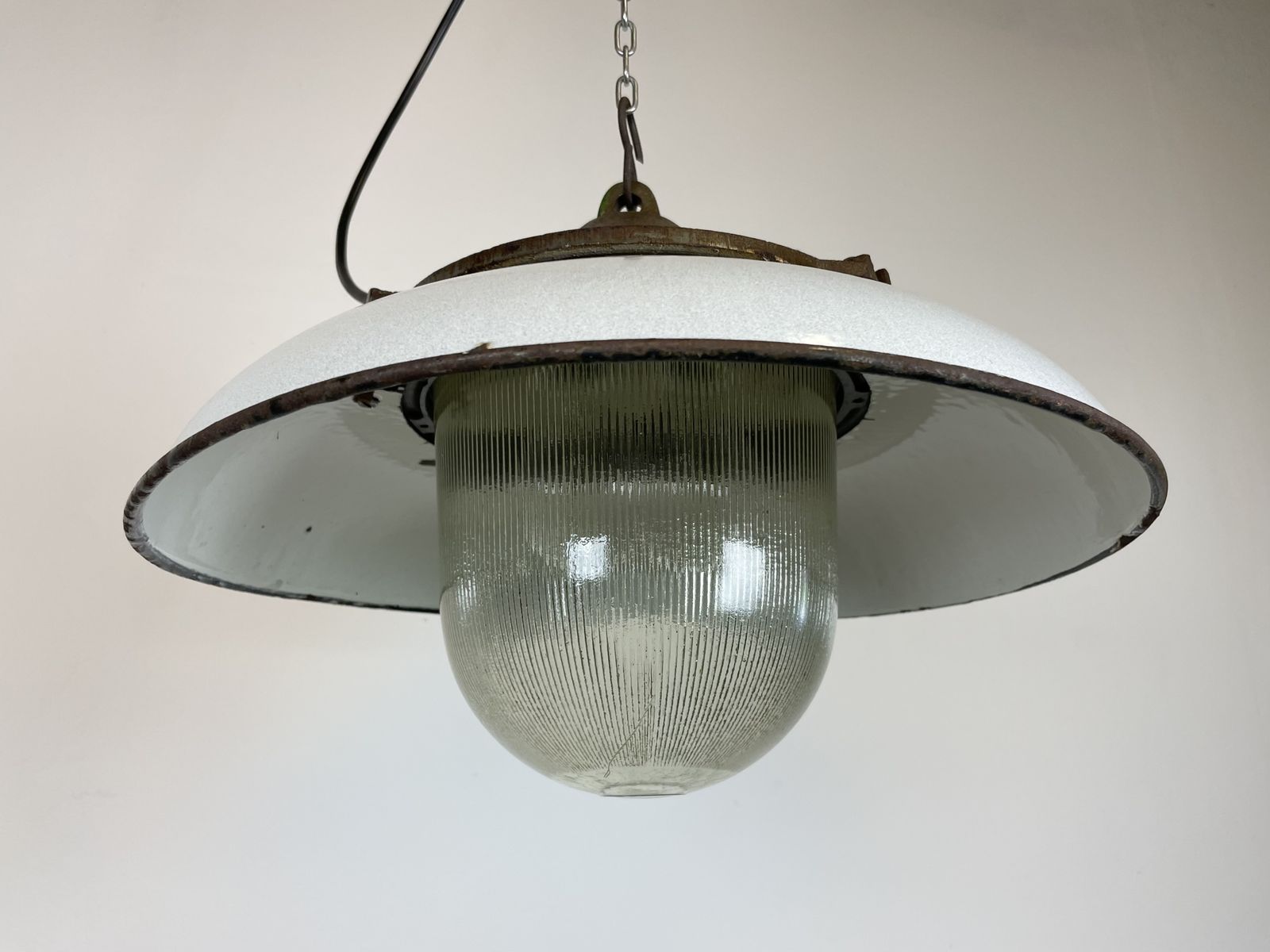 Industrial Grey Enamel Factory Pendant Lamp In Cast Iron From Zaos, 1960s, 25x photo buy