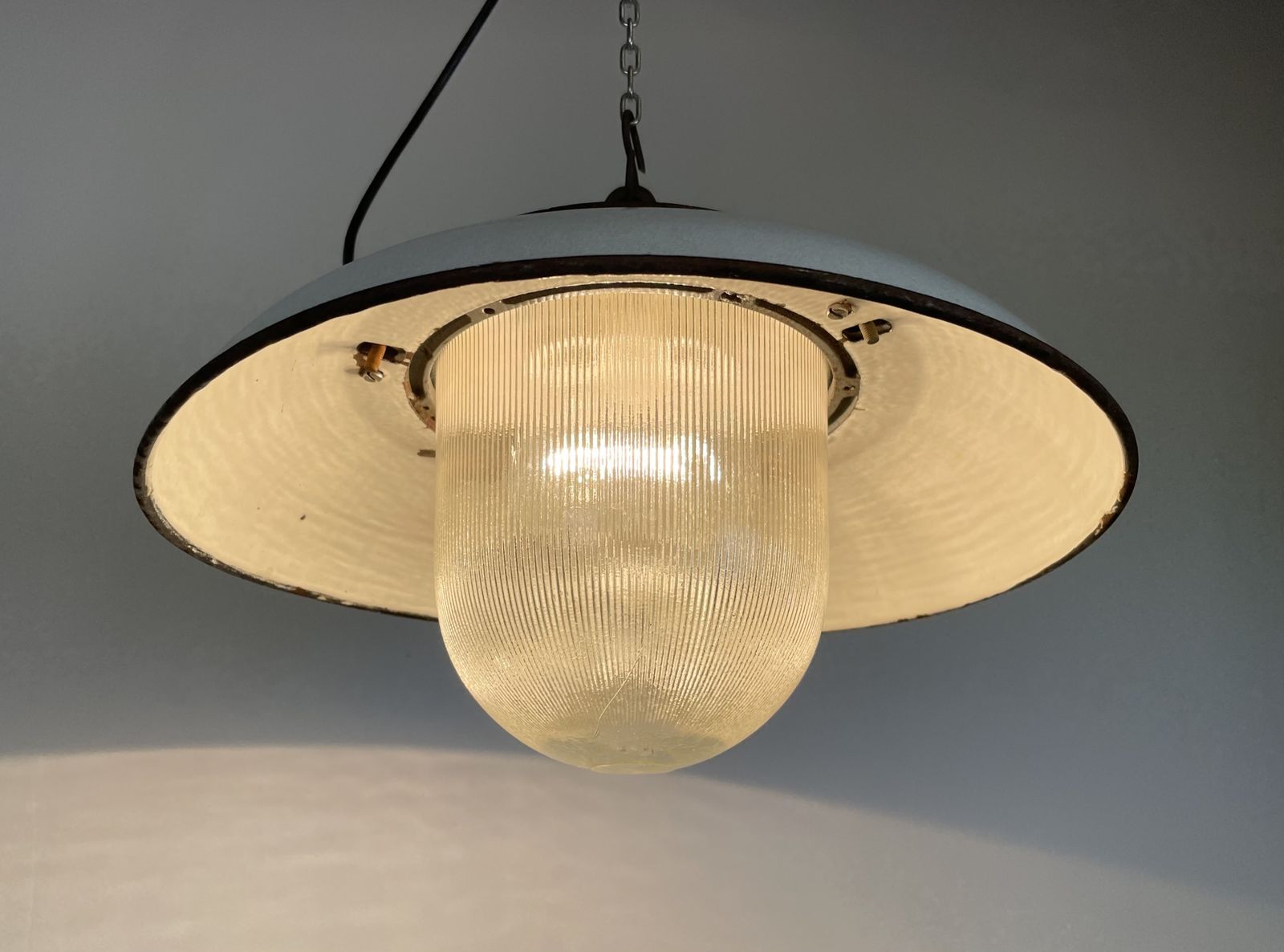 199.0 Industrial Grey Enamel Factory Pendant Lamp In Cast Iron From Zaos, 1960s, 25x photo