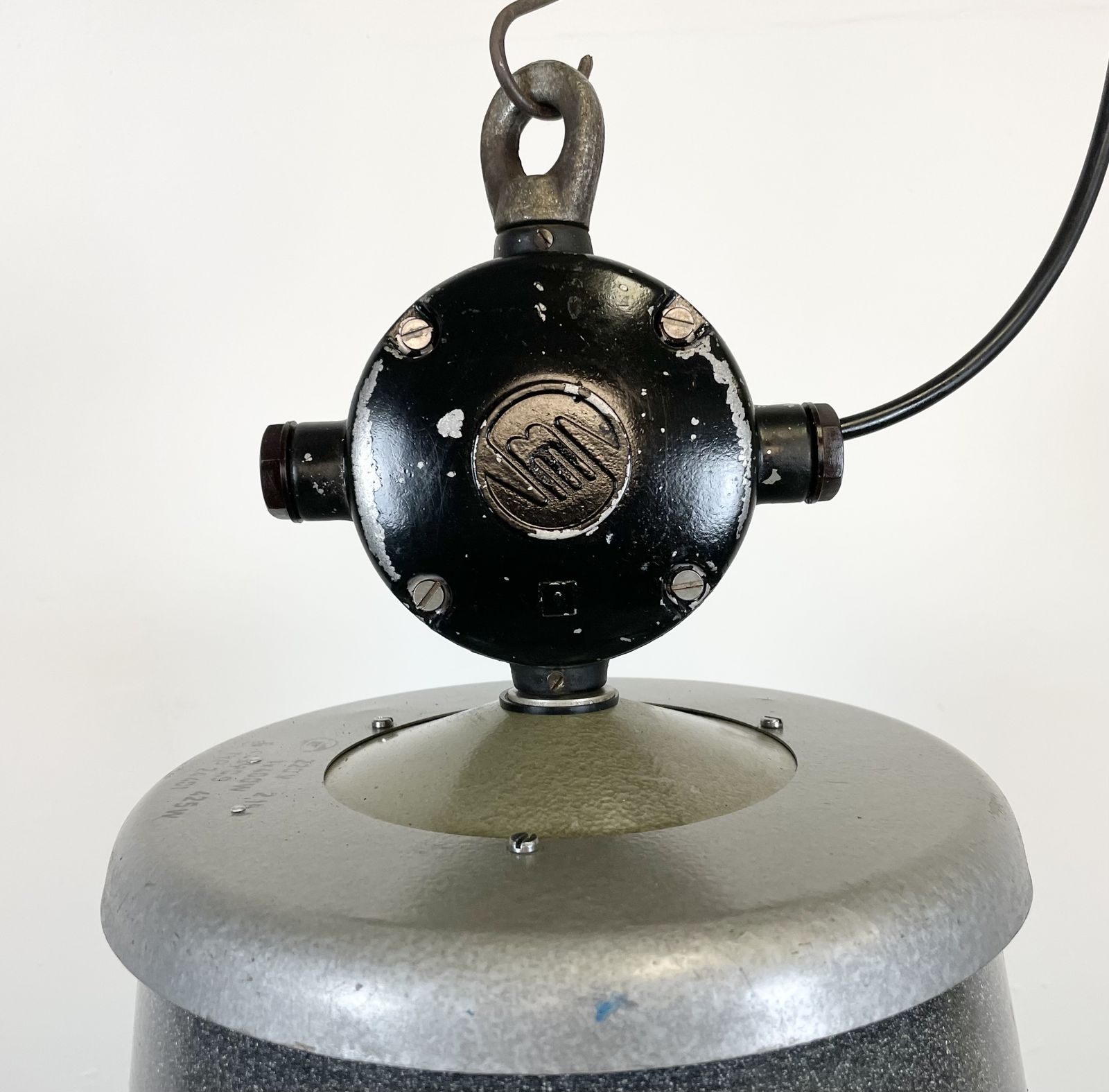 Lighting Large Grey Enamel Industrial Factory Lamp From Elektrosvit, 1960s, 29x photo