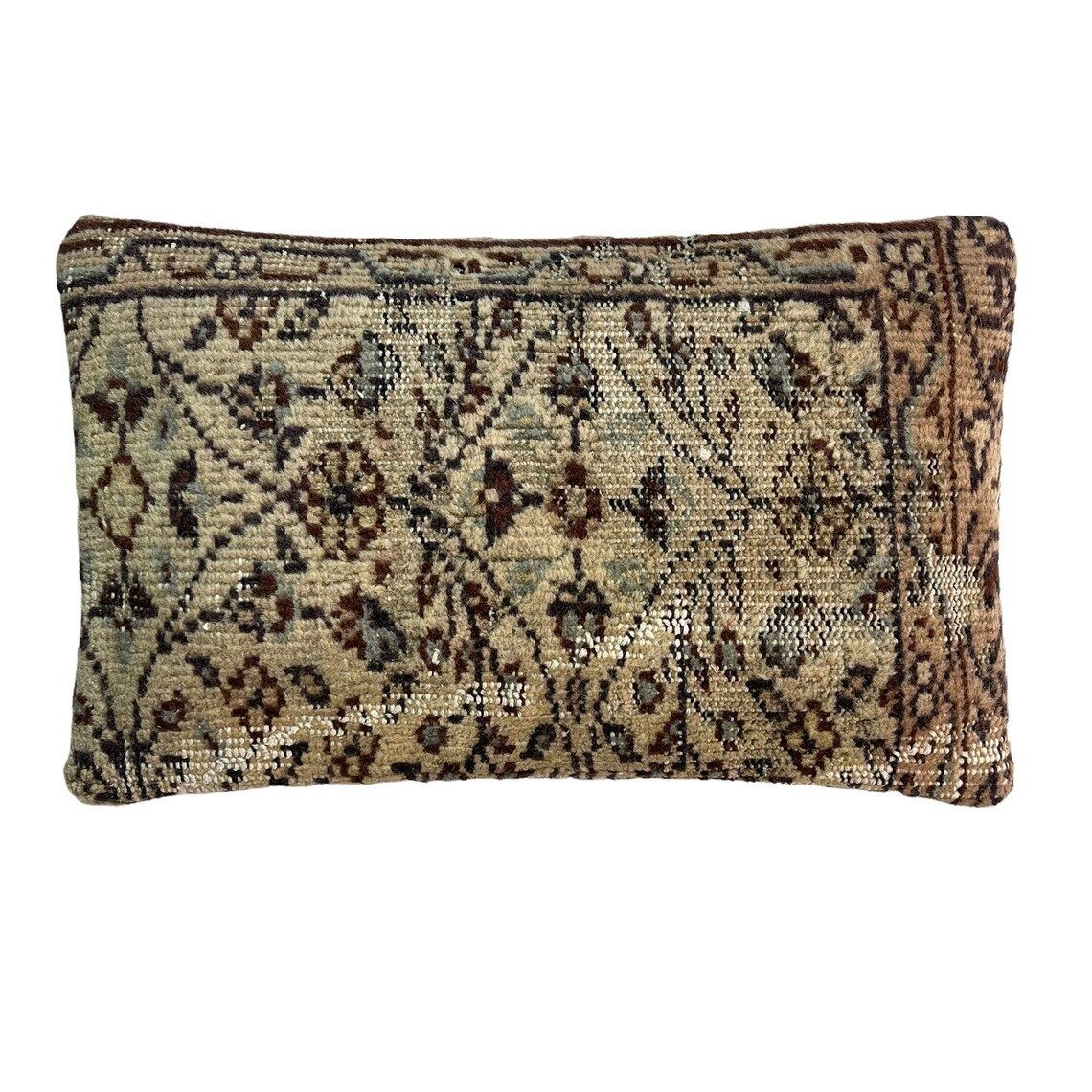 12'' X 20'' Vintage Hand Made Rug Cushion Cover, 30 X 50 Cm Decorative Rug Pillow Cover, Large Vintage Turkish Rug Cushion Cover