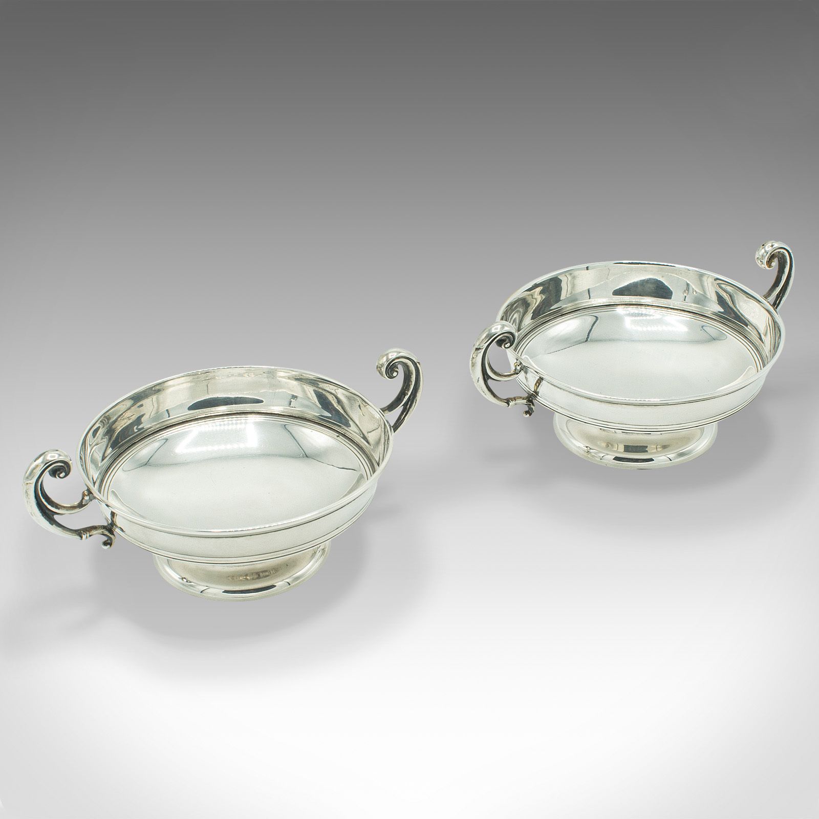 Pair Of Antique Bonbon Dishes, English, Sterling Silver, Serving Bowl