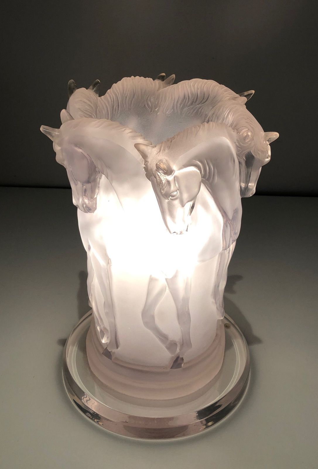 Lighting Plexiglass Horse Lamp In The Style Of Lalique photo