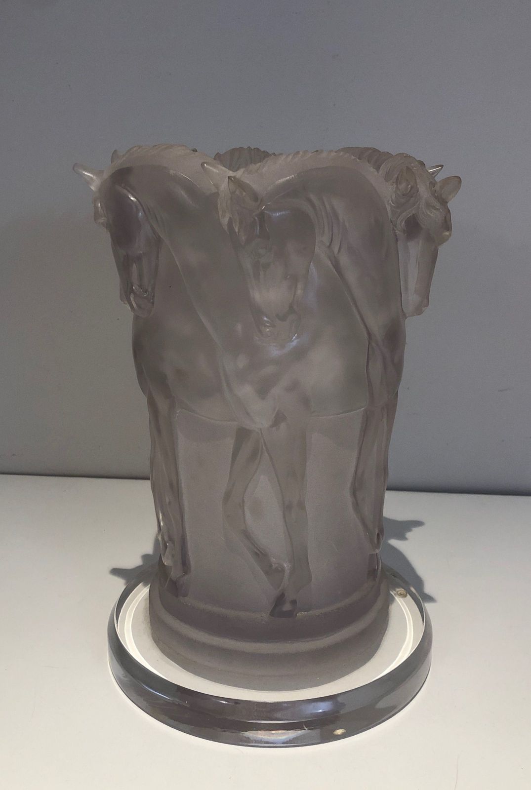 1950.0 Plexiglass Horse Lamp In The Style Of Lalique photo