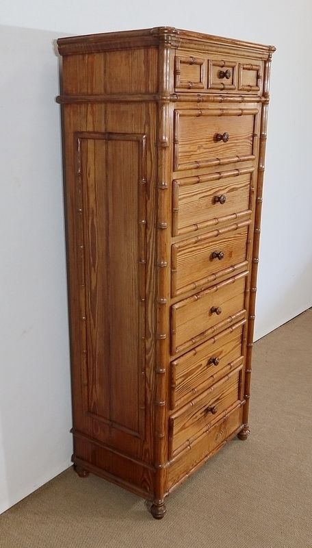 Bamboo Spirit Semainier In Solid Pitch Pine, Art Nouveau, 1900 photo for sale