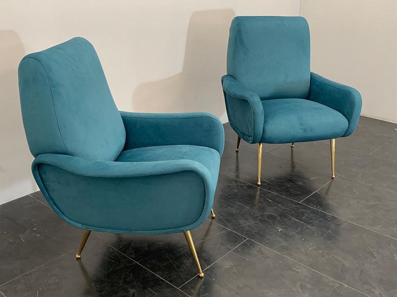 Pair Of Armchairs Model Lady In The Style Of Marco Zanuso, 1950s photo vintage