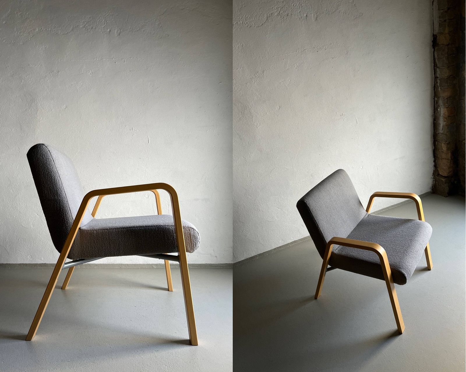 Scandinavian Gray Easy Chair/Birch/Vintage