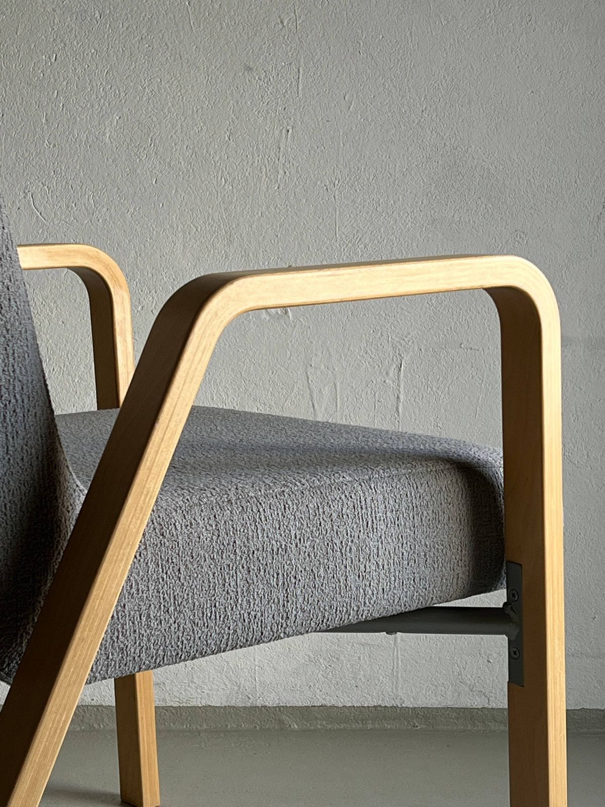 Scandinavian Gray Easy Chair/Birch/Vintage photo 550.0
