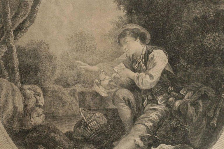 Steel Engraving From The 19th Century “Le Depart Du Courier” photo furniture