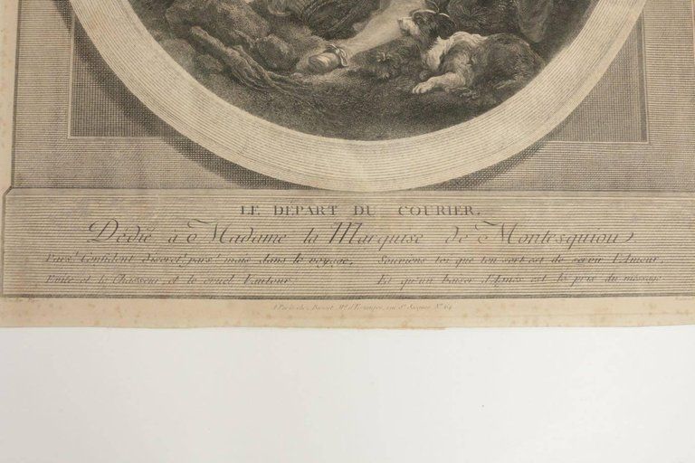 Steel Engraving From The 19th Century “Le Depart Du Courier” photo 390.6