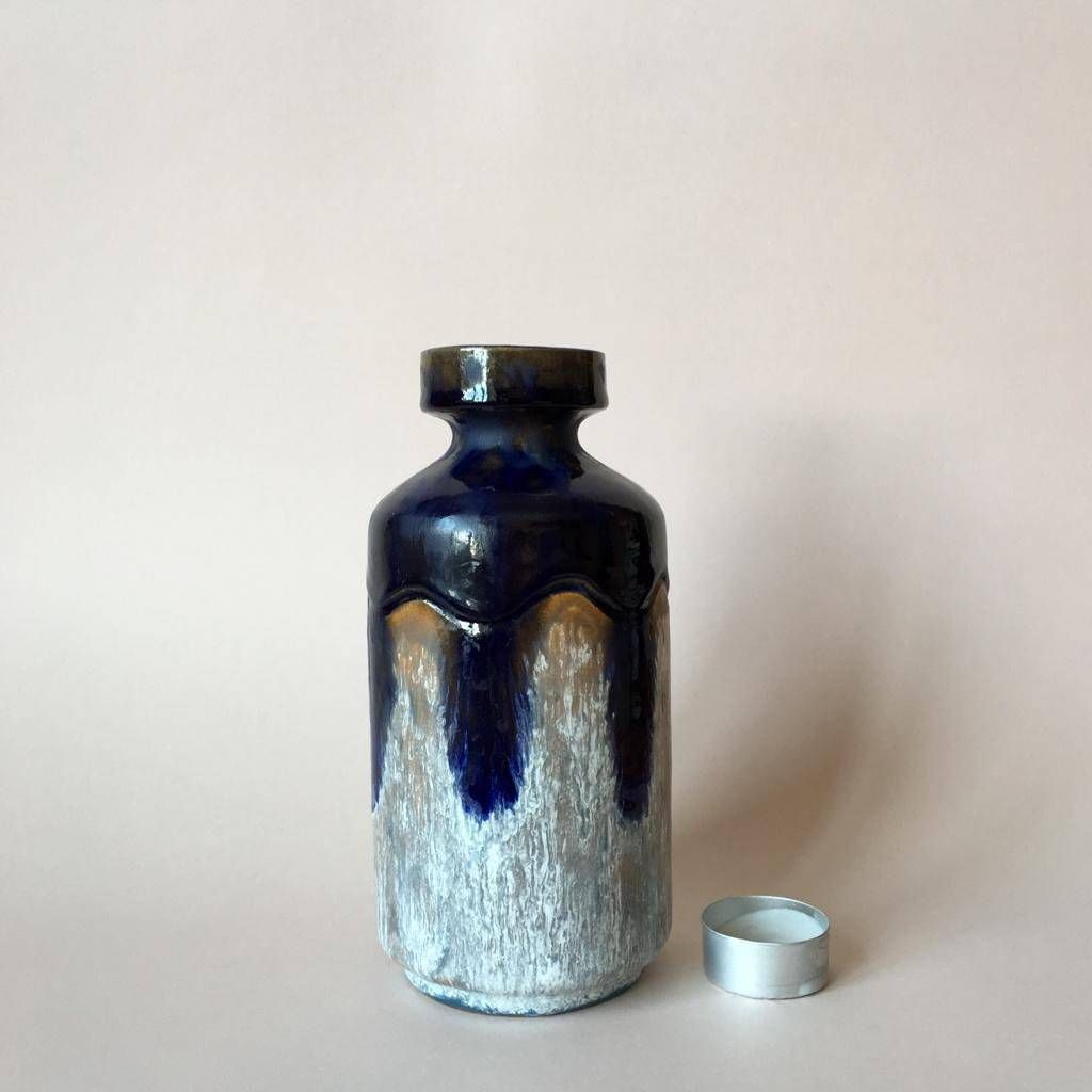 Mid Century Stoneware Bud Vase/Ove Rasmussen/Sweden/Blue Beige White photo furniture