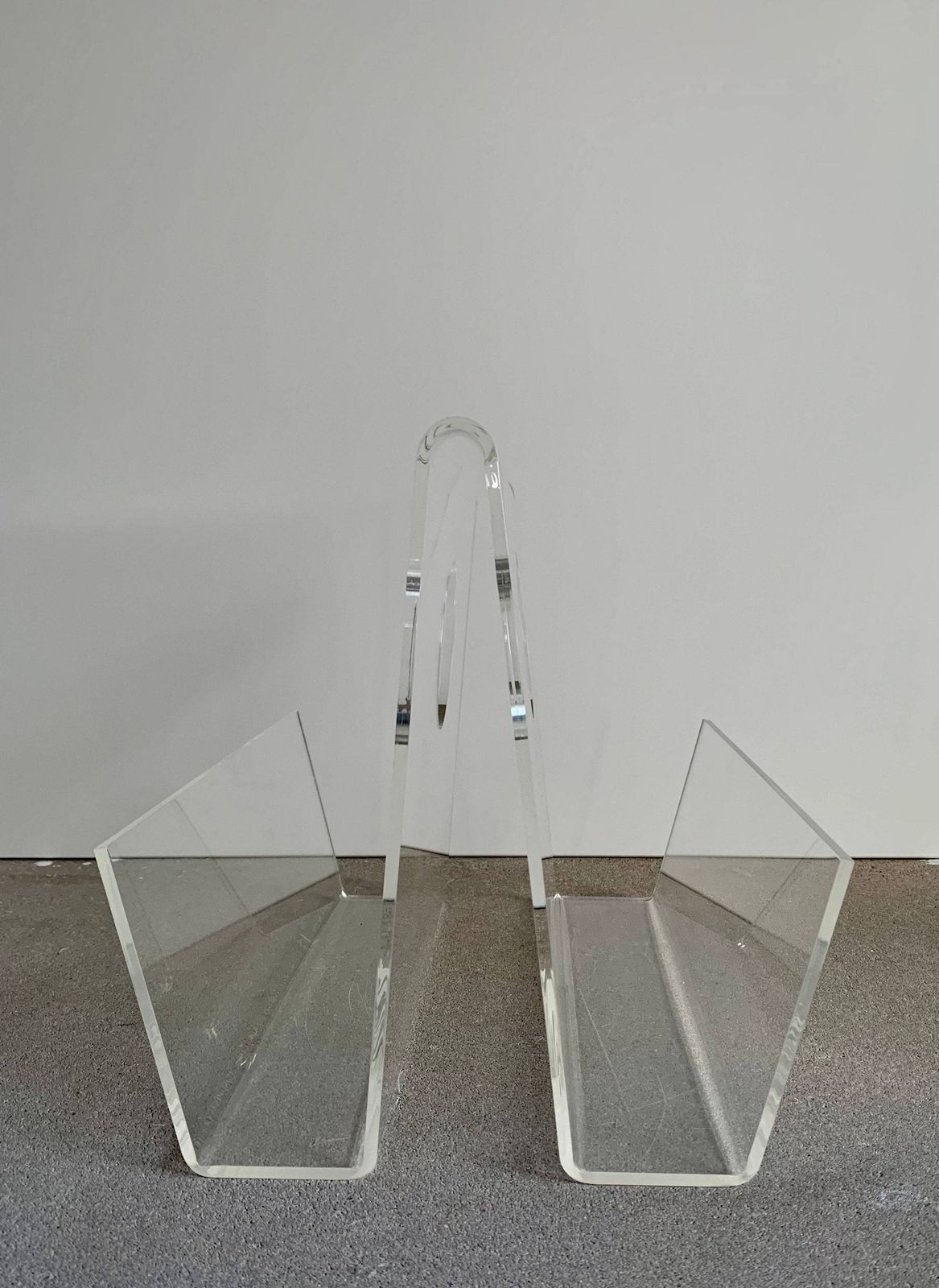 Acrylic Glass Magazine Holder Rack | Mid Century photo for sale