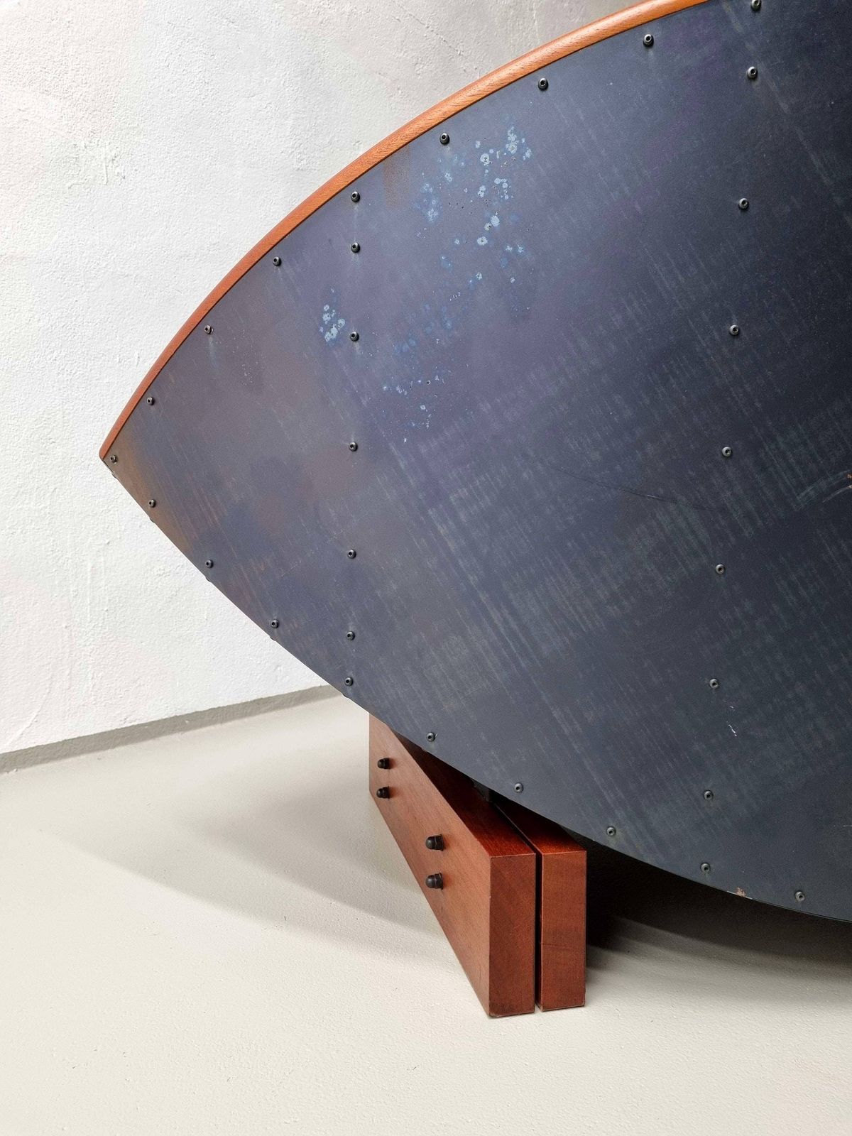 photo furniture Källemo Blue Leather Sofa/"Keflavik" By Sigurdur Gustafsson/Mahogany Steel Leather/2000s/Vintage