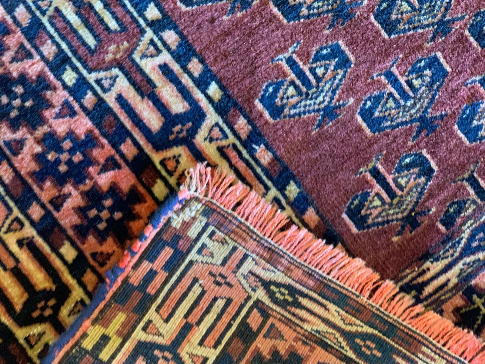 Traditional Turkmen Rug, Rust Wool Carpet, Hand Knotted Antique Rug photo buy
