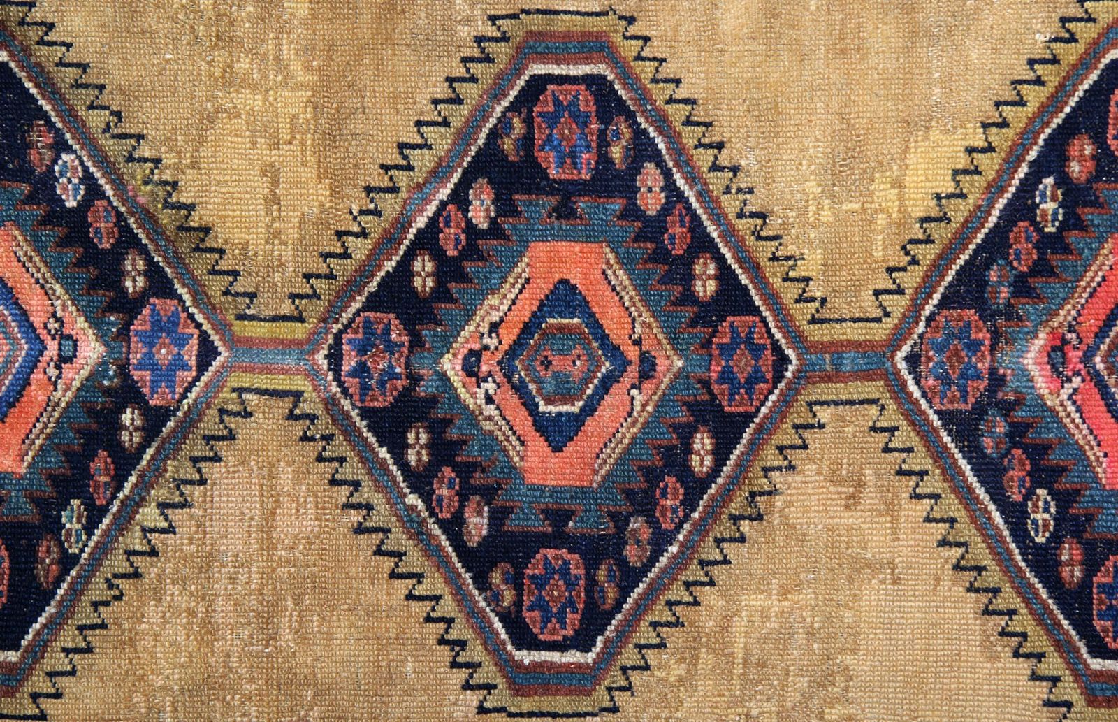 Handmade Carpet Geometric Kazak Rug Oriental Cream Wool Area Rug photo for sale