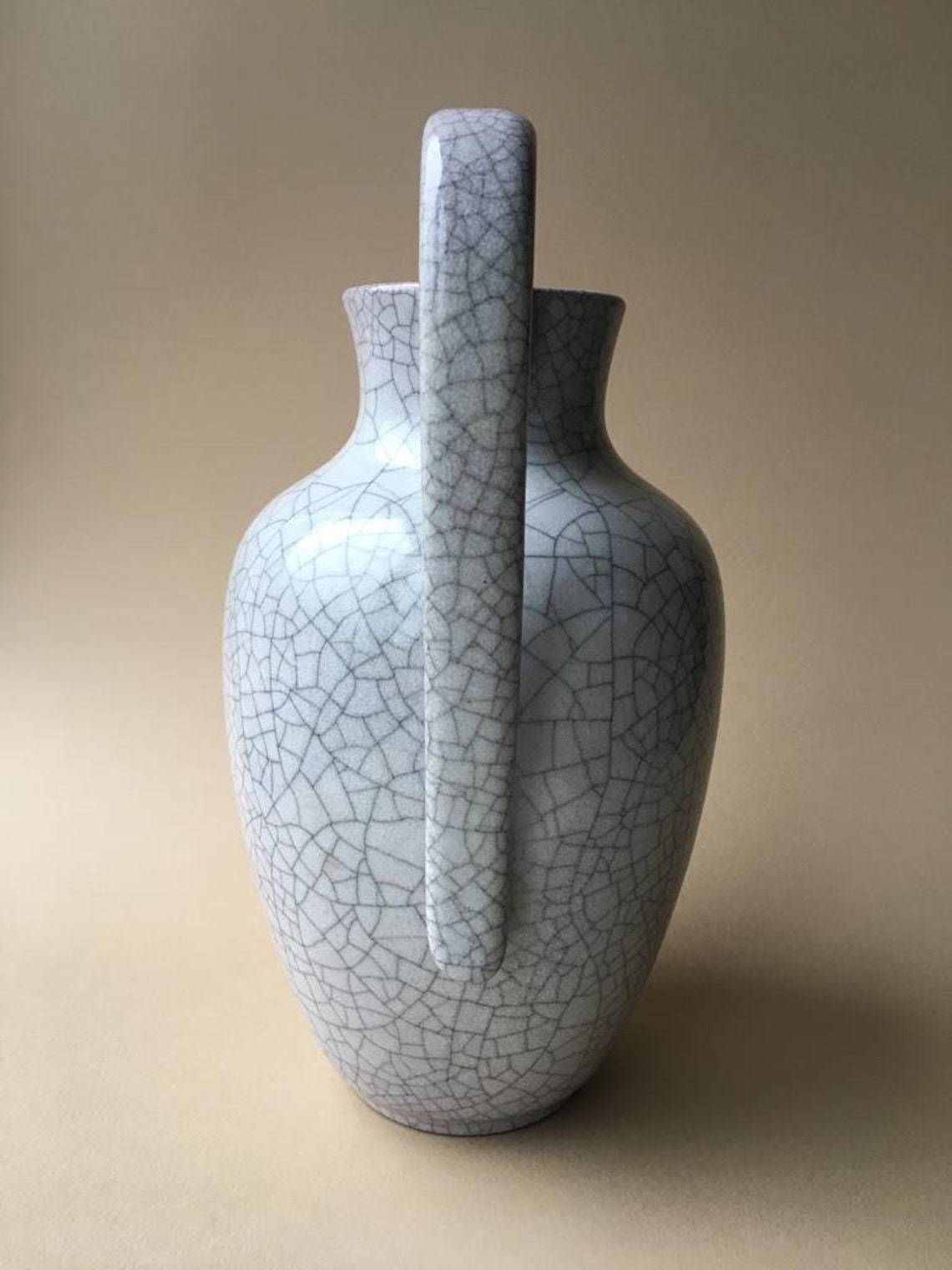 Vintage German Majolika Karlsruher Large Art Deco Style Vase, 1950s photo Home Decor