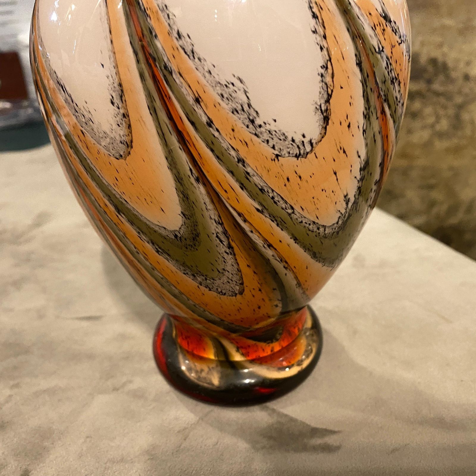 Mid Century Modern Orange And Brown Glass Italian Vase photo furniture