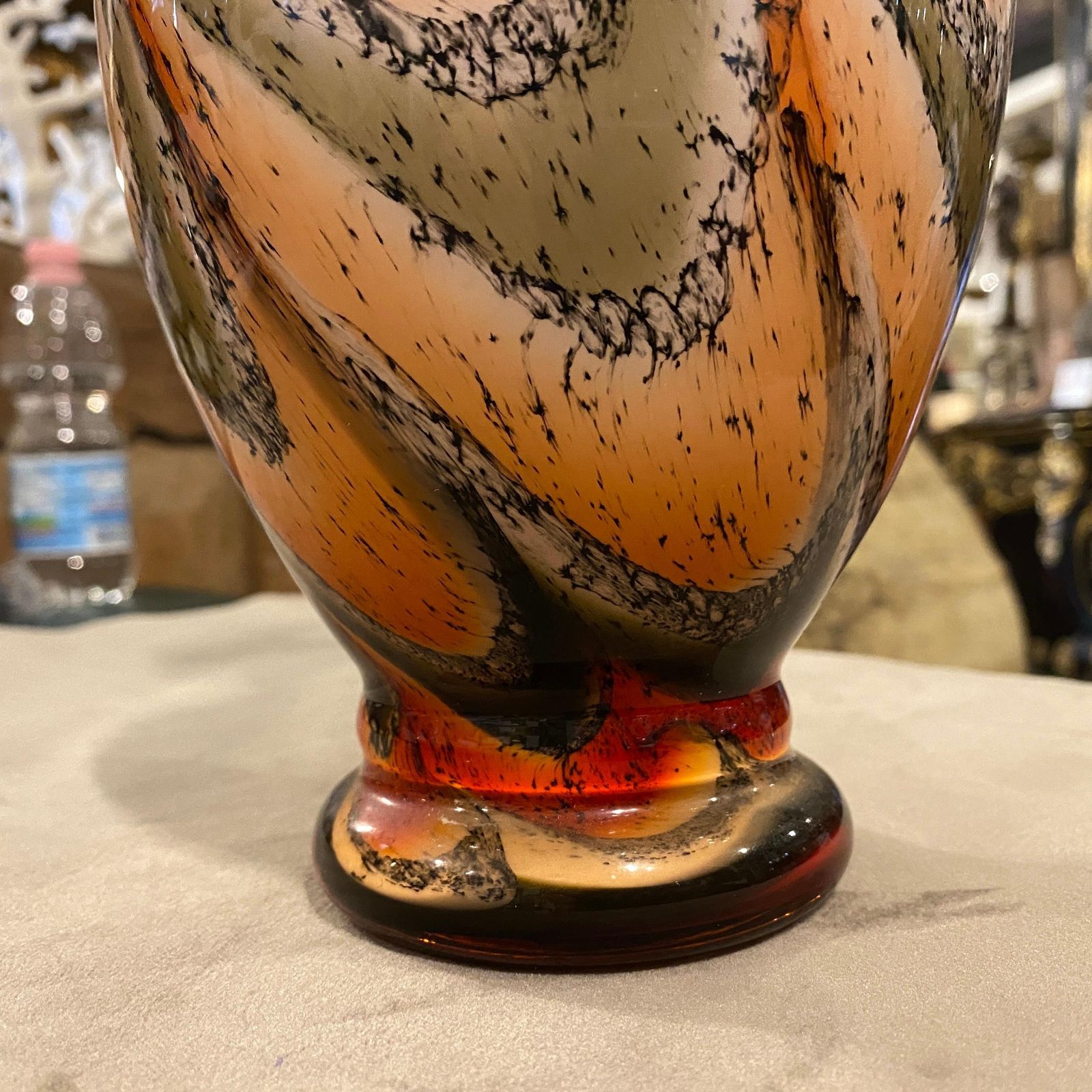 Mid Century Modern Orange And Brown Glass Italian Vase photo buy
