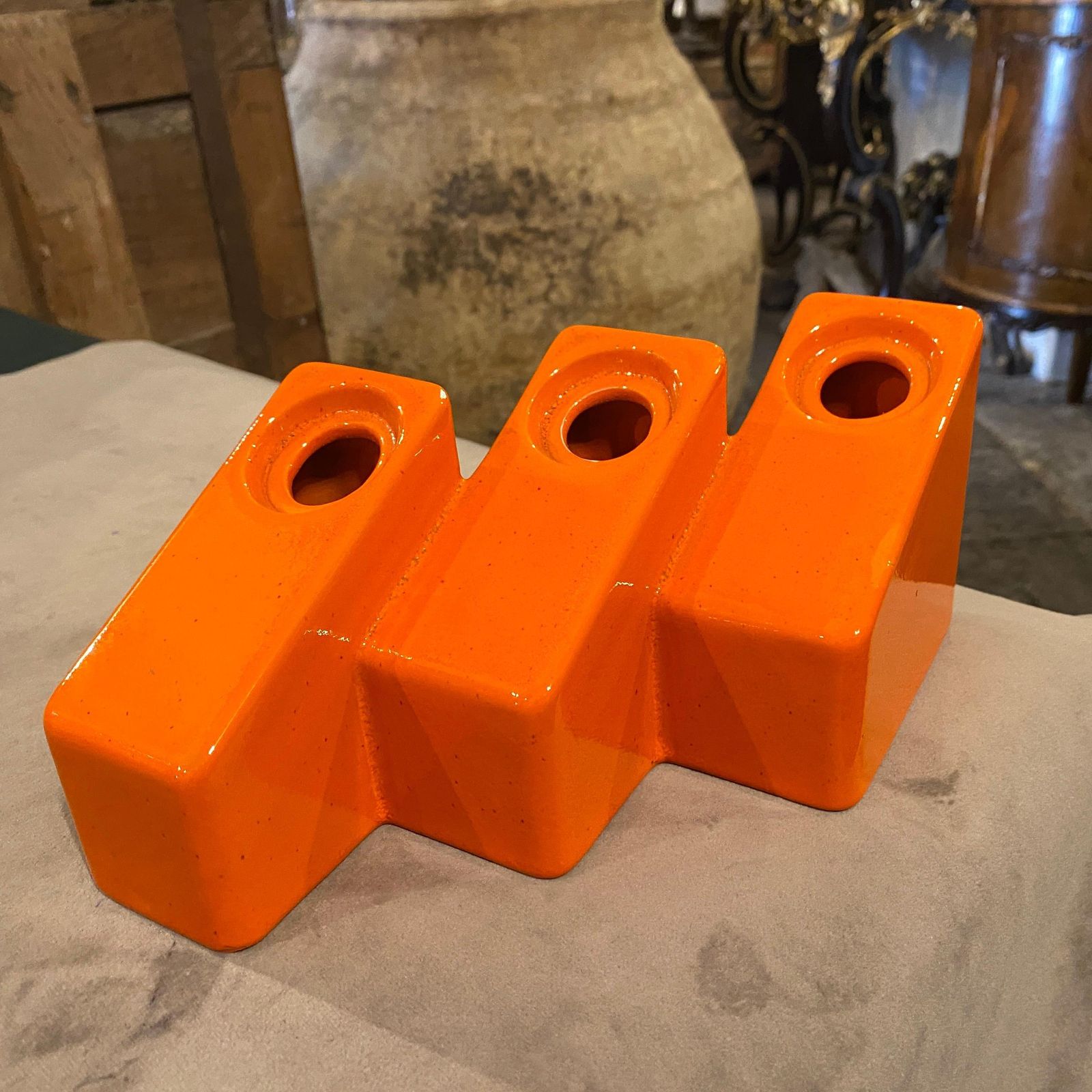 Space Age Orange Vetrochina Ceramic Vase By Il Picchio photo furniture