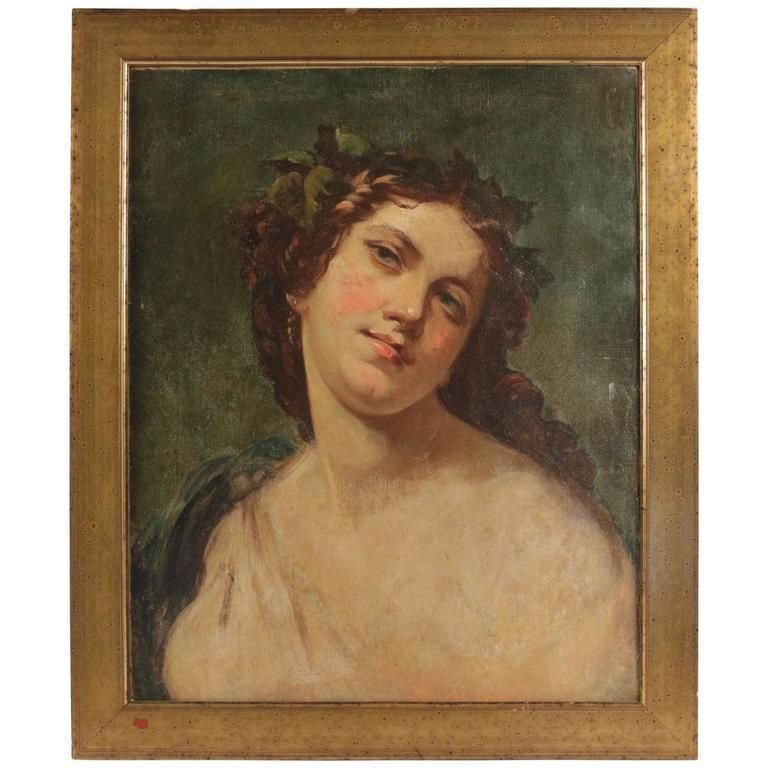 Elegant Portrait Of The 19th Century Representing A Romantic Pose Of A Woman