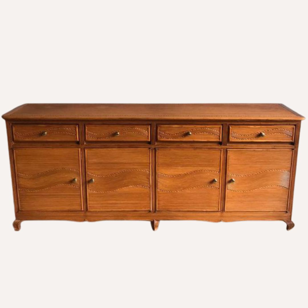 Pencil Or Split Reed Rattan Wicker Side Board Cabinet Vivial Del Sud photo for sale