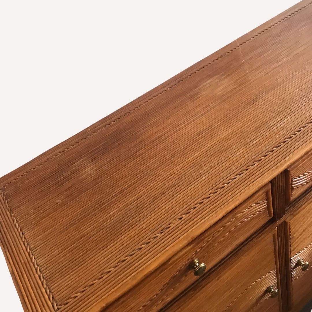 Pencil Or Split Reed Rattan Wicker Side Board Cabinet Vivial Del Sud photo vinterior