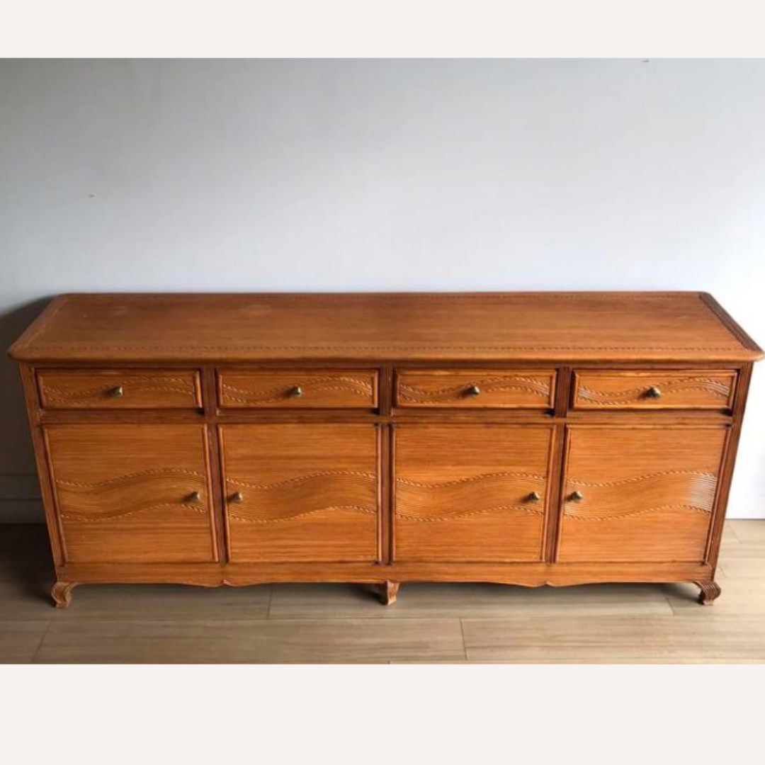 Pencil Or Split Reed Rattan Wicker Side Board Cabinet Vivial Del Sud photo vintage