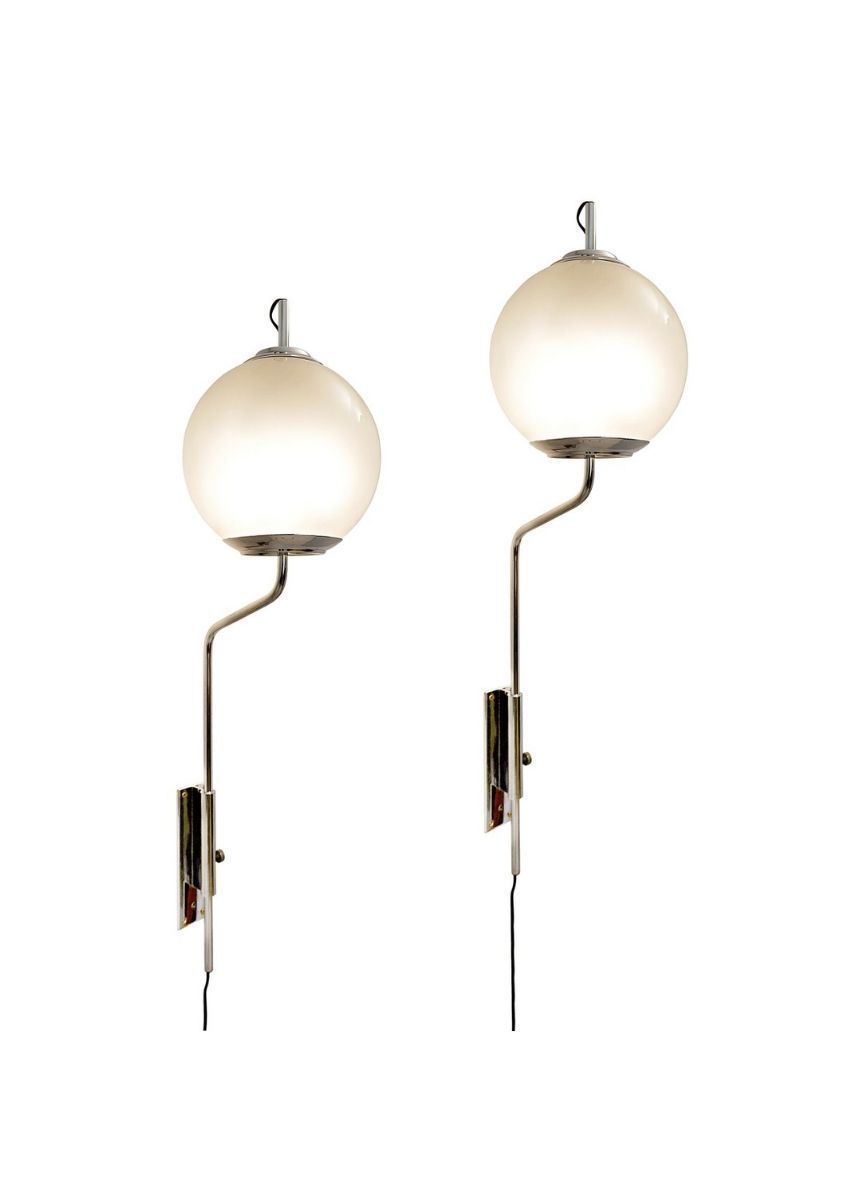 Pair Of Luigi Caccia Dominioni "Pallone" Brass Wall Sconces