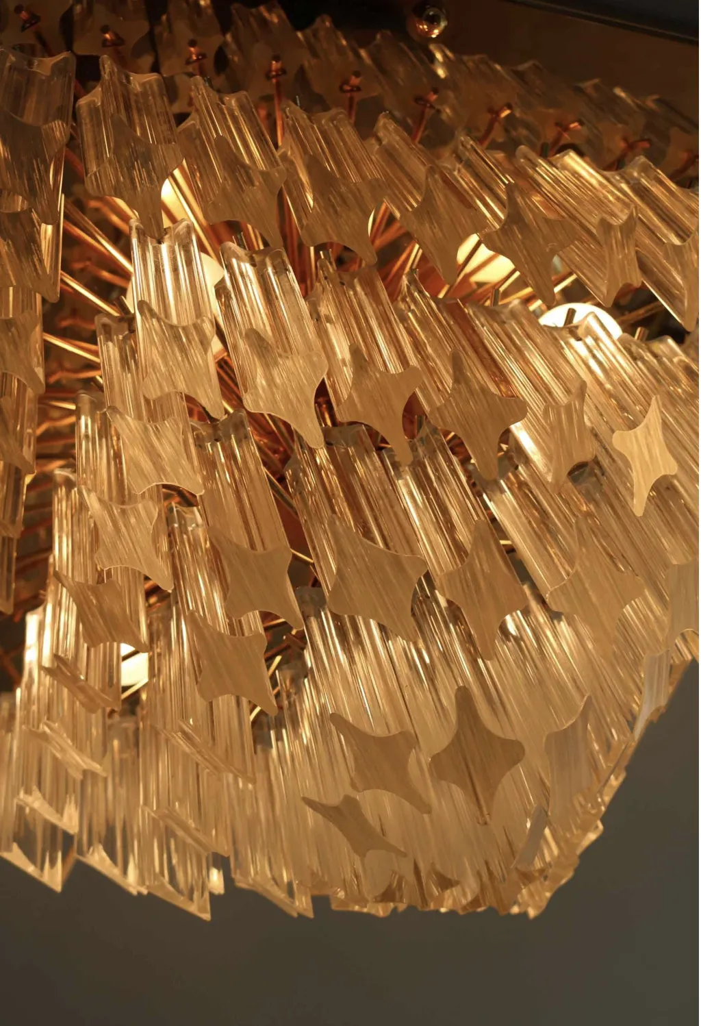 Murano Venni Glass Prism Quadriedri Chrystals 1970s Chandelier photo vinterior