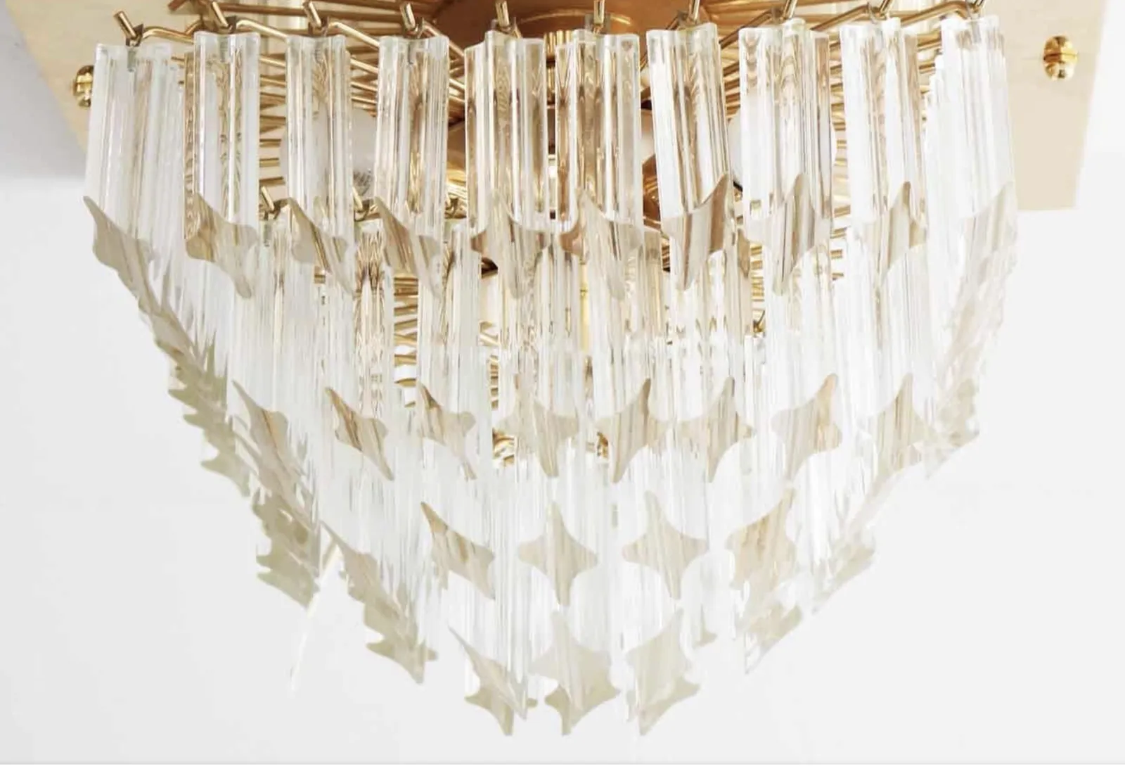 Murano Venni Glass Prism Quadriedri Chrystals 1970s Chandelier photo buy