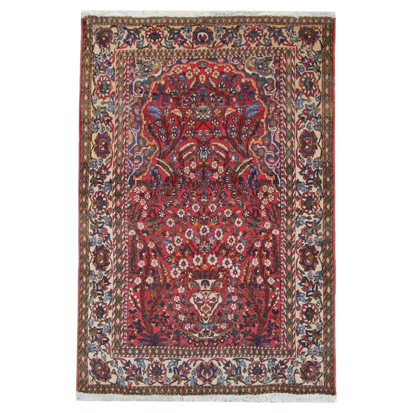 Traditional Red Wool Carpet Handknotted Orienal Antique Area Rug