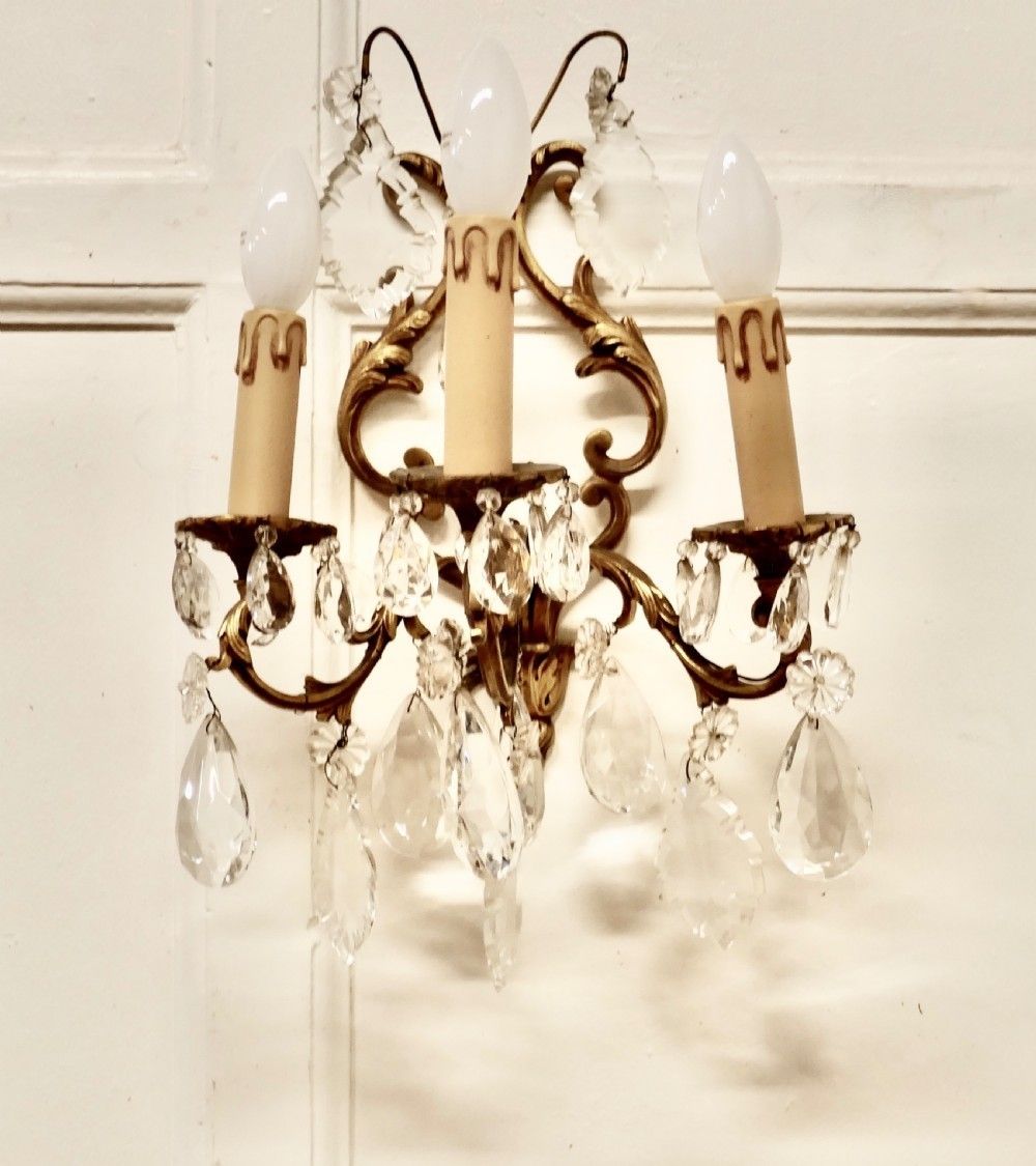 A Pair Of French Triple Wall Light Chandeliers photo for sale