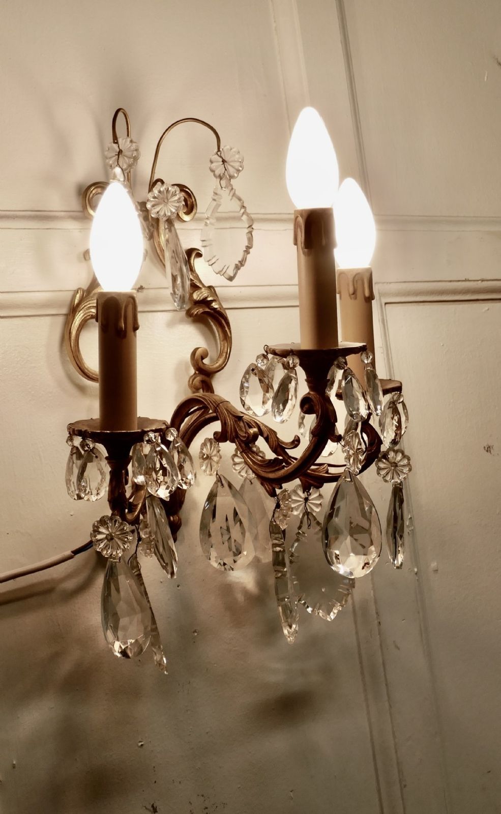 A Pair Of French Triple Wall Light Chandeliers photo buy